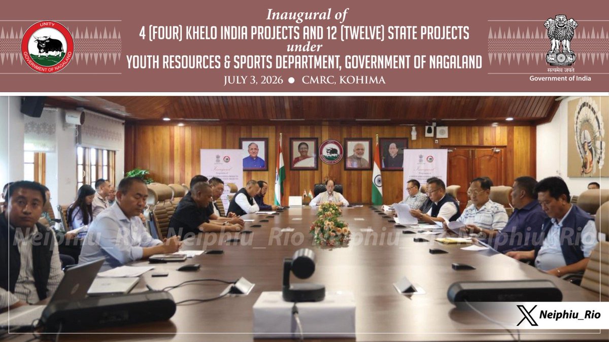 Neiphiu_Rio's tweet photo. Happy to inaugurate 4 @kheloindia projects and 12 State projects under @DYRS_Nagaland in the presence of Union Minister for @YASMinistry, Shri @mansukhmandviya Ji, and Advisor, Youth Resources and Sports, GoN, Shri @keoshu. https://t.co/dLK5KD8GvP