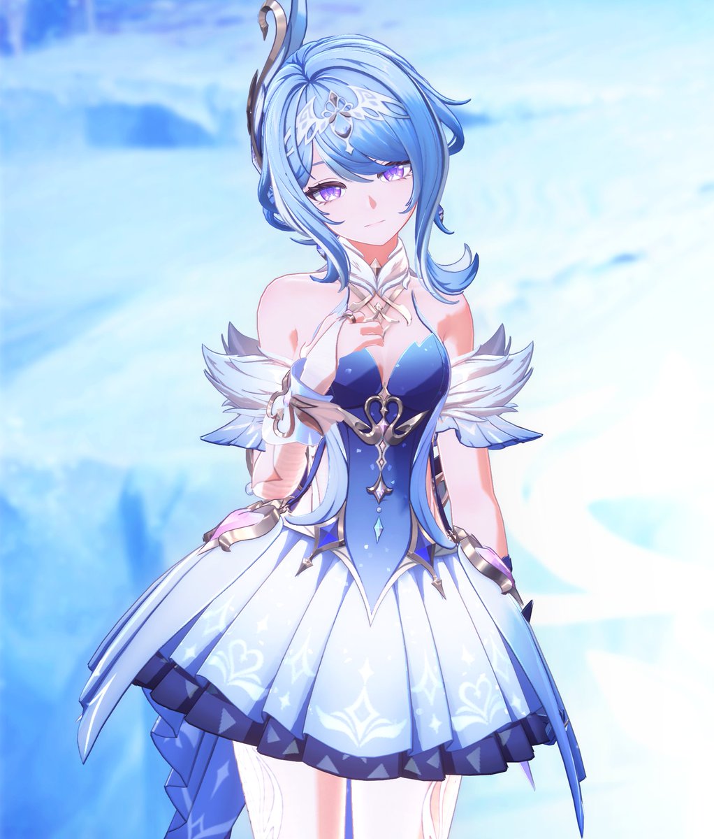 GreenTeaWafflez's tweet photo. first test render because odette is so pretty!🩵 #odette #GenshinImpact https://t.co/hLPNU6anOt