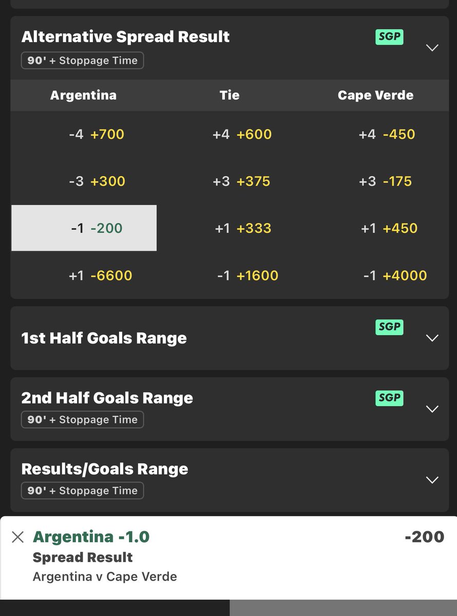 MattyD69em's tweet photo. @bet365_us People who know soccer…is this a
Push if it’s 1-0 at the end of 90 minutes and Argentina wins 1-0. Thank you! https://t.co/eWzqTpzMTE