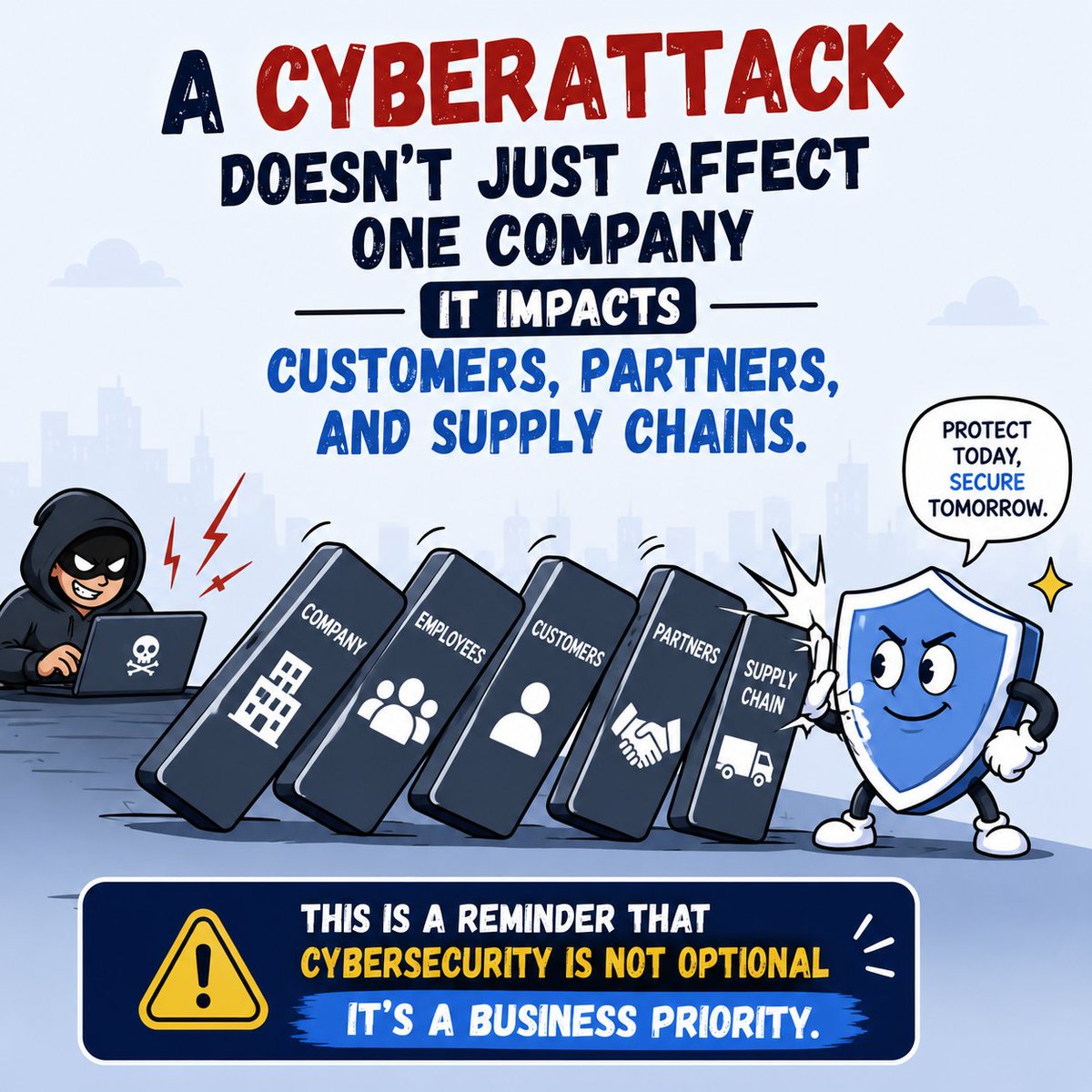 SigmifyGRC's tweet photo. A cyberattack doesn't just affect one company it can impact customers, partners, and an entire supply chain.

The reported cybersecurity incident at Tata Electronics is a reminder that every organization needs to be prepared, not just protected.

Cybersecurity is no longer optional. It's a business priority.

#CyberSecurity #GRC #RiskManagement #CyberResilience #SupplyChainSecurity

Source: https://t.co/aKLRRgk9M3
