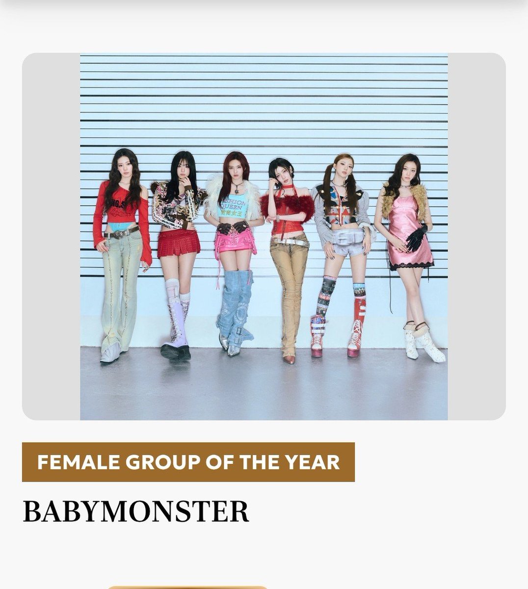 baemonvote_th's tweet photo. 2026 JUPITER MUSIC AWARDS (ครั้งที่ 3) 

[รอบที่ 1] 
🎯 Female Group Of The Year
📊 #1 (3,715 คะแนน)

สำหรับ
🏆 Album Of The Year - CHOOM
📊 #7 (869 คะแนน) 
🏆 Song Of The Year - SUGAR HONEY ICE TEA , WE GO UP 
📊 #9 & #23 (874 & 116 คะแนน)
(สามารถโหวตในแอป my1pick ได้ฟรีทุกวัน วันละ 1 โหวต/หมวดหมู่)

📝 รวมคะแนนจาก 5 แอป ดังนี้
🗳️ muniverse , my1pick , Mubeat
IDOLCHAMP และ Fancast

📲 muniverse
🎥 Ad Lumy (โหวตได้สูงสุด 3 โหวต/วัน)
🩵 1 โหวต = 40 Ad Lumy 
🗳️ Gold Lumy (โหวตได้ไม่จำกัด)
💛 1 โหวต = 40 Gold Lumy

📲 my1pick
🥰 โหวตฟรี 1 โหวตได้ทุกวัน/ทุกหมวดหมู่
🗳️ Gold Heart (โหวตได้ไม่จำกัด)
🧡 1 โหวต = 40 Gold Hearts

📲 Mubeat
🗳️ โหวตได้ไม่จำกัด
🎥 ดูโฆษณาสูงสุด 30 ครั้ง/วัน (รวม 3🎟️/วัน)
🎟️ 10 วิดีโอ = 1 ตั๋วโหวต
⭐ ซื้อ Star Beats แลกเป็นตั๋วโหวต

📲 IDOLCHAMP
🗳️ โหวตได้ไม่จำกัด
🩷 1 โหวต = 40 Ruby Chamsims

 📲 Fancast
🗳️ โหวตได้ไม่จำกัด
💛 1 โหวต =  400 Gold Hearts

🍀 muniverse, my1pick,Mubeat และ Fancast 
✧ คัดเลือก 20 อันดับแรกเข้าสู่รอบที่ 2

🍀 IDOLCHAMP 
✧ คัดเลือก 10 อันดับแรกเข้าสู่รอบที่ 2

🗓️ พ. 15/07/26 23.59 น.
⏰ รีเซ็ตโหวตทุกวันเวลา 22.00 น.
🧚 คิดคะแนนโหวตจากแฟนๆ 100%
📢 ประกาศผลโหวตรอบที่ 1 : 25/07/26

👀 เช็คคะแนนรายวัน
https://t.co/zkTbREVzOm

* คะแนนโหวตจะถูกรีเซ็ตเป็น 0 เมื่อเริ่มรอบใหม่ *

📍พิธีมอบรางวัล : โฮจิมินห์ ประเทศเวียดนาม วันที่ 14/11/26

มอนสตี้~ วันนี้โหวตกันรึยัง หากไม่มีเวลาเก็บโหวต สามารถโหวตผ่านแอป my1pick ได้ฟรี 1 โหวตทุกวัน/ทุกหมวดหมู่ อย่าลืมเข้าไปโหวตให้น้องๆเบม่อนกันเยอะๆนะคะ ❤️‍🔥✌️

#โหวตให้คุณหนูเบม่อน #BABYMONSTER