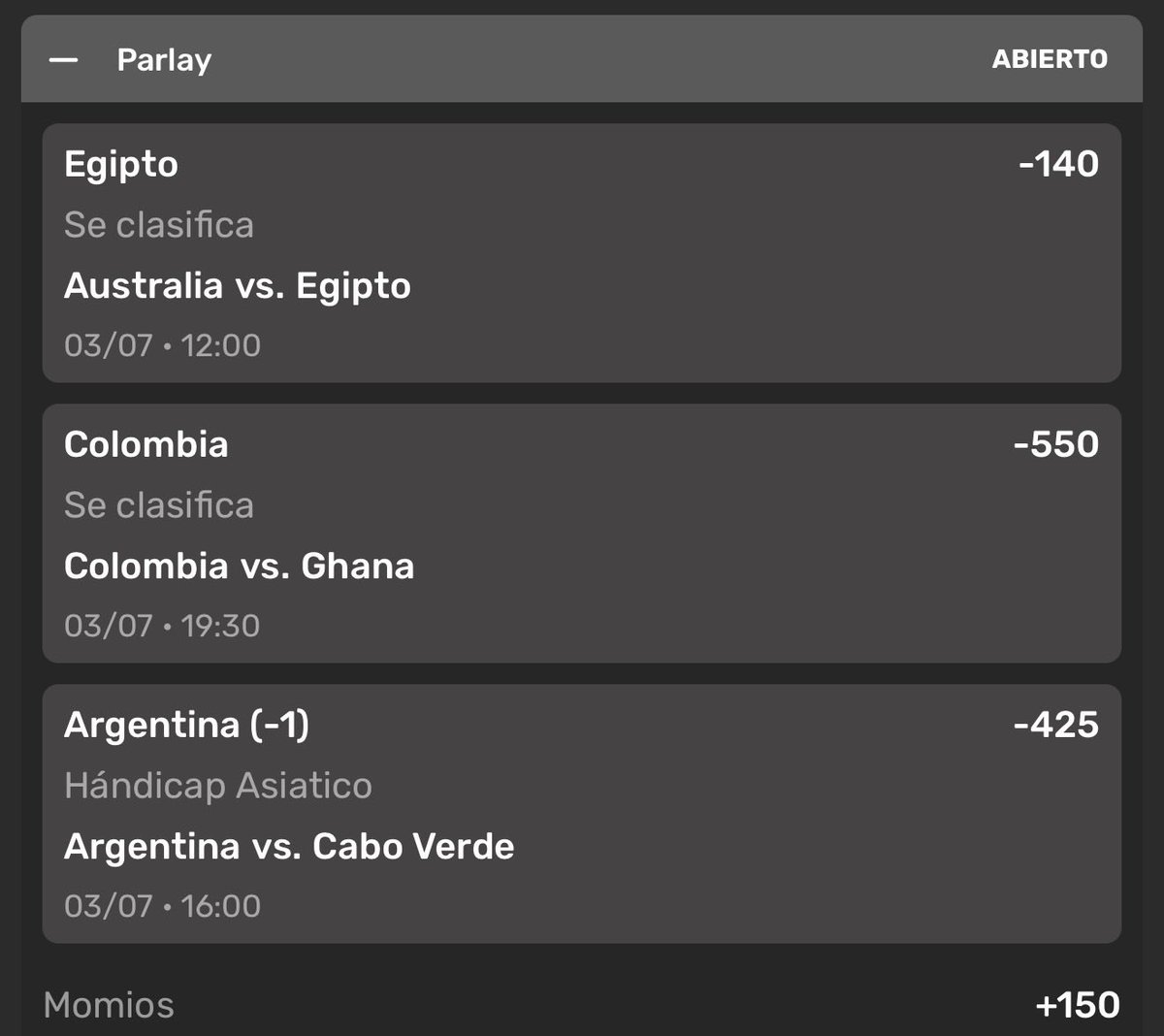 patitofeo9234's tweet photo. Así voy para hoy en las Eliminatorias del Mundial. 

Suerte, si me siguen. 🍀😮‍💨

Les recuerdo que pueden meter derechas de los parlays, porque a veces nos quedamos a 1 de cobrar. Suerte a todos. ✌🏻

Y también me gusta el AA de Argentina vs Cabo Verde, porque es un equipo que da sorpresas. Yo le metería lo de las tortillas. Hasta más tarde.
