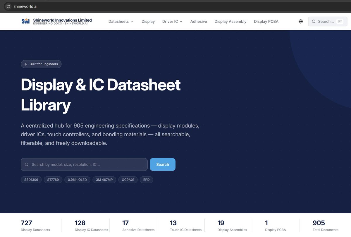 SWI_Display's tweet photo. Sharing a free engineering resource for the display industry
It brings together display datasheets, controller IC documentation, touch resources, and design references to help engineers find what they need more efficiently
#EmbeddedSystems #DisplayTechnology #HardwareEngineering https://t.co/08fYyLnZPX