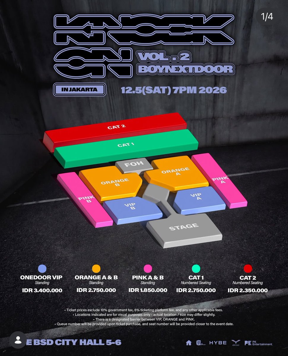 bbyhaetix's tweet photo. OPEN JASTIP BOYNEXTDOOR KNOCK ON  IN JAKARTA  by @bbyhaetix 

📍 ICE BSD
🗓️ : 05 DEC 2026
💰VIP : 450.000 / tix
💰ORANGE / PINK / CAT 1 / CAT 2 : 400.000
• fee dibayar after secured tix
• dm for bookslot 🙌🏻 https://t.co/ZiLDzKem7k