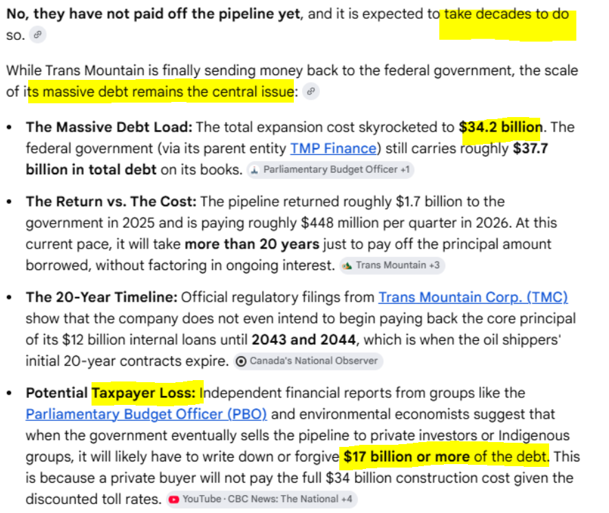 BcMeggster's tweet photo. @CoopTory It will make everyone banktrupt while TMX makes off with 100 Billion of tax $$$ in the end.
They are 34.2 billion in debt and claim the magical new pipeline in the exact location of the current one requires another 40B after getting 50 Billion #kelowna #kamloops #kitimat https://t.co/j2eHbAeple