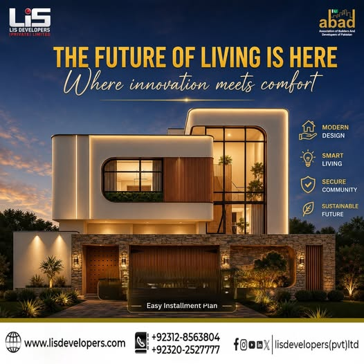 lisdevelopers's tweet photo. The Future of Living Starts Today! 🏡✨

Modern design, smart living, secure community, and easy installment plans by LIS Developers.

Book your dream home today.

📞 0312-8563804
🌐 https://t.co/anm7agJxqi
#LISDevelopers #DreamHome #ModernLiving #BahriaTownKarachi https://t.co/R6qma6Qywo
