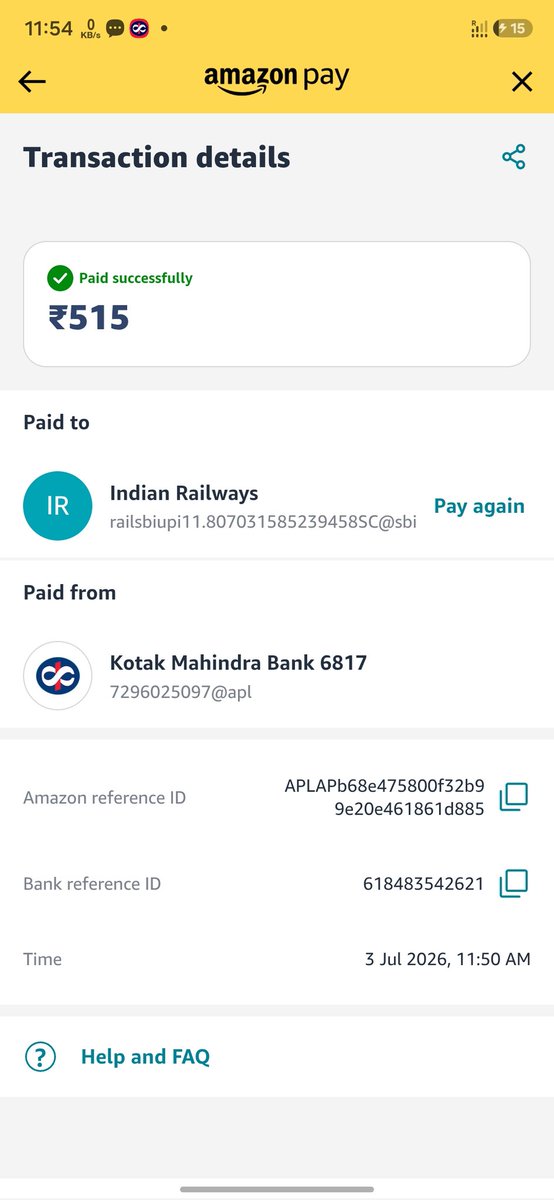 MrityunjayMahi's tweet photo. Ham janna chah rhe hai ki ye jo payment hua hai Indian railway ka hi ya Koi froud kar rha hai Koi TC please @south_railway @RailwaySeva https://t.co/vKT6VaLOLT