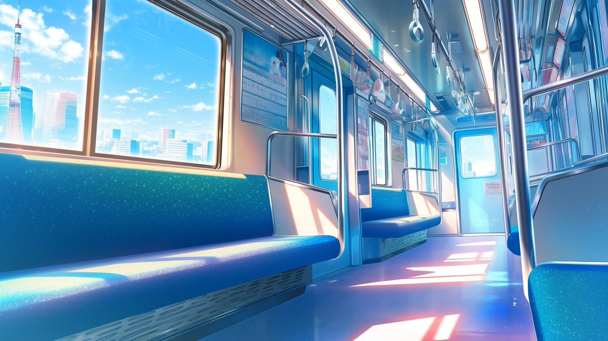 sozaiya_create's tweet photo. 🤍背景無料配布｜16:9

「晴れの日の電車内」

サムネ・配信・TRPG等にぜひどうぞ！
使用報告不要です♡

#まいにちなちゃフリ素 #フリー素材 #背景素材
🤍利用規約：https://t.co/OaLZsGar8F https://t.co/eQr4atrA73