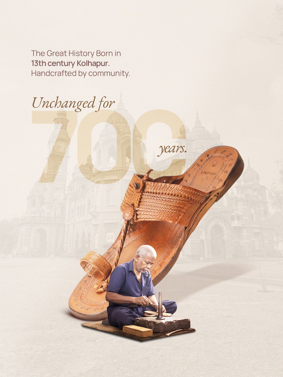 Lidcom_Official's tweet photo. Every curve of the Kolhapuri chappal has a reason. A history. A hundred hands behind it. Swipe to trace the shape that has walked through seven centuries,  and is still going.

#kolhapuri #indianfashion #footwear #lifestyle #fact https://t.co/xoVhdMlRXE