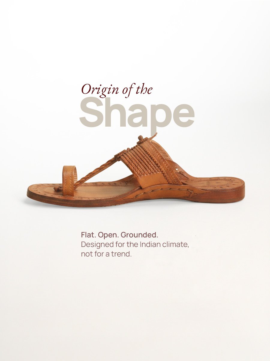 Lidcom_Official's tweet photo. Every curve of the Kolhapuri chappal has a reason. A history. A hundred hands behind it. Swipe to trace the shape that has walked through seven centuries,  and is still going.

#kolhapuri #indianfashion #footwear #lifestyle #fact https://t.co/xoVhdMlRXE
