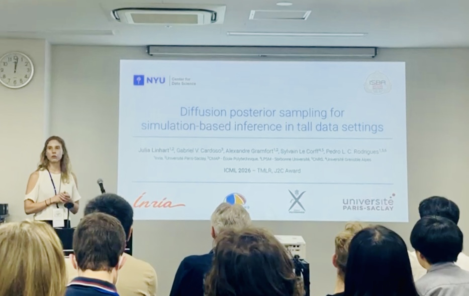 jujulinhart's tweet photo. Just presented our work "Diffusion Posterior Sampling for SBI in tall data settings" at #ISBA2026 in Nagoya🇯🇵

➡️ Next stop: #ICML2026 in Seoul 🇰🇷 (Poster #3405). Come say hi!

🙏🏼 Big thanks to my co-authors Gabriel V. Cardoso, Sylvain Le Corff, @plc_rodrigues and @agramfort ! https://t.co/r6H79F10V6