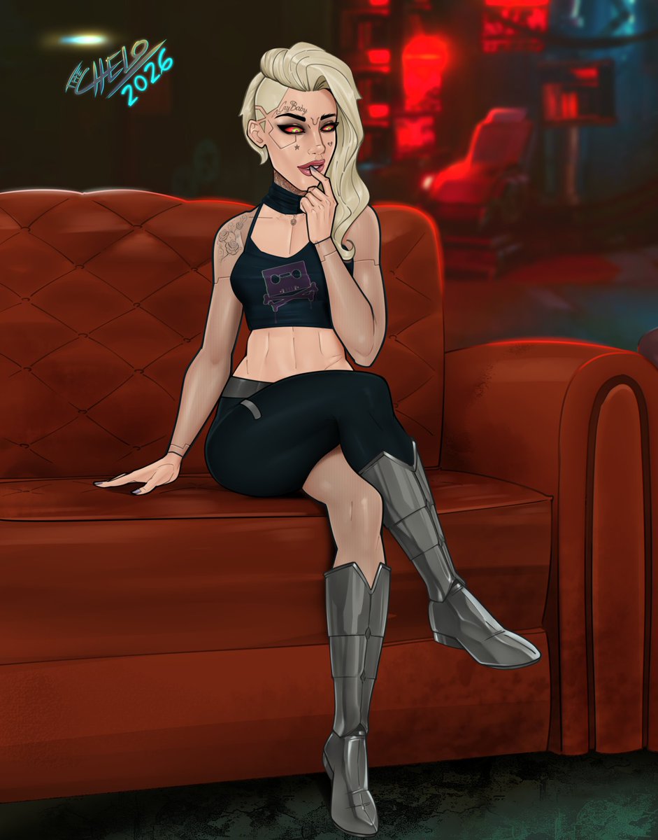 thecheloart's tweet photo. Hello people! Here's a new commission piece made for an "Anonymous" user, a Cyberpunk fantasy featuring a cyber model named Shae, who wants to take her first steps in the adult industry 🦾🤖📹
#Cyberpunk #Maelstrom
I hope you like it 😉
👉 RT &amp; ❤️ 👈 https://t.co/eA3dkw5HZ5