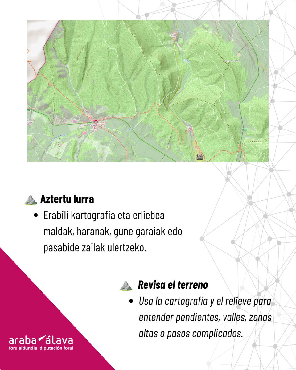 GeoAraba's tweet photo. 🥾 GeoArabak Arabako mendi-ibilbideak planifikatzen ere laguntzen dizu.

Infografia honetan, mendira irten aurretik GeoArabak nola lagun diezazukeen erakusten dizugu.

🔎 Ezagutu GeoAraba: https://t.co/SVvGihuj00 https://t.co/x618PqwZlS