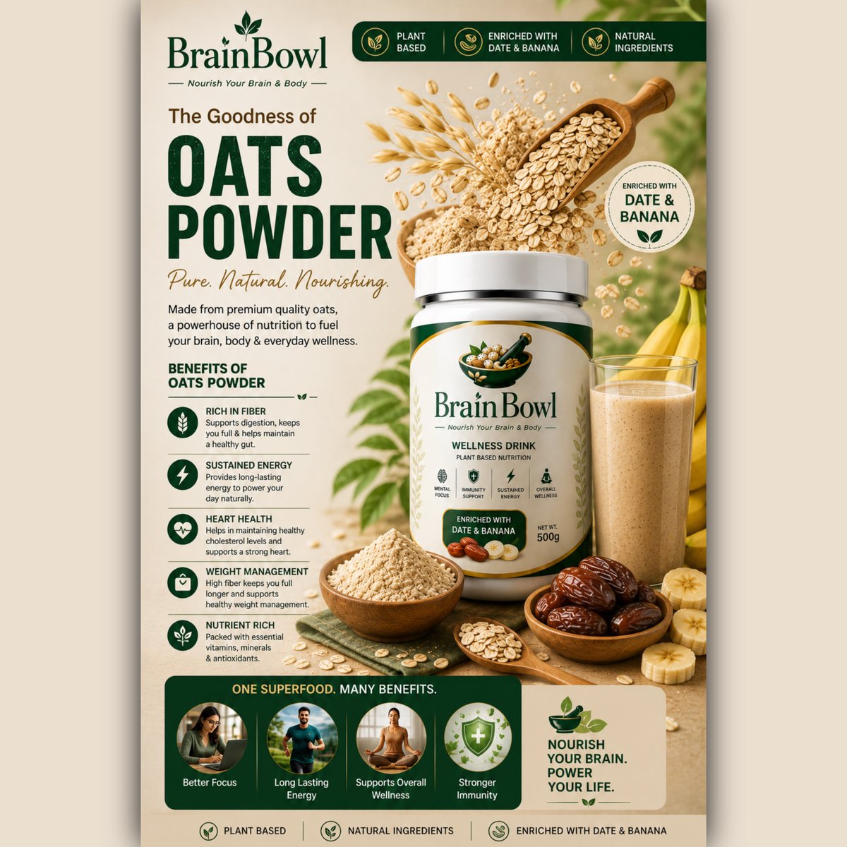 BrainBowl_'s tweet photo. “Healthy rehna hai? Start with Oats 🌾”
[Oats Powder] — Simple. Clean. Powerful.

#eatclean #healthychoices #wellnessjourney #brainbowl https://t.co/ObETq8qLKV