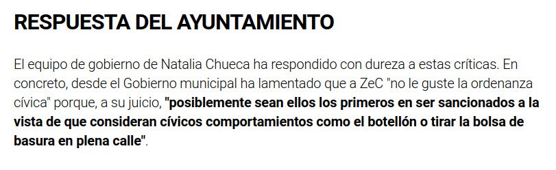 ElenaTomasBona's tweet photo. Hemos criticado la ordenanza "cínica" 

La respuesta del Gobierno ha sido explicar que nos gusta el botellón y tirar basura al suelo. 🙄

El listón del debate político en #Zaragoza sigue perforando el subsuelo https://t.co/b6ol8KI98C