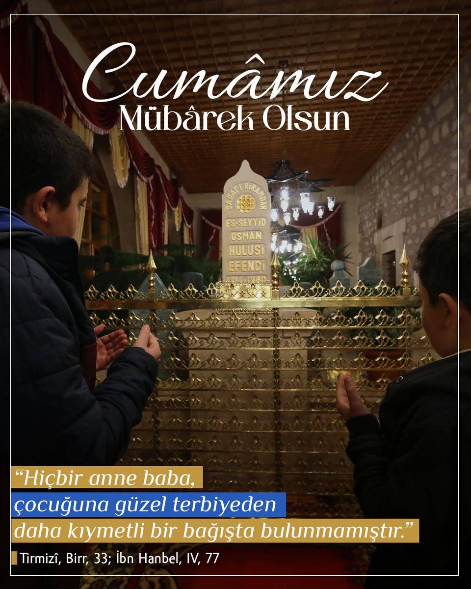 HulusiEfendiVkf's tweet photo. Cumâmız Mübârek Olsun...

🟩❝Hiçbir anne baba, çocuğuna güzel terbiyeden daha kıymetli bir bağışta bulunmamıştır.❞

| Tirmizî, Birr, 33; İbn Hanbel, IV, 77 

#HulusiEfendiVakfı https://t.co/5BGPDSopGu