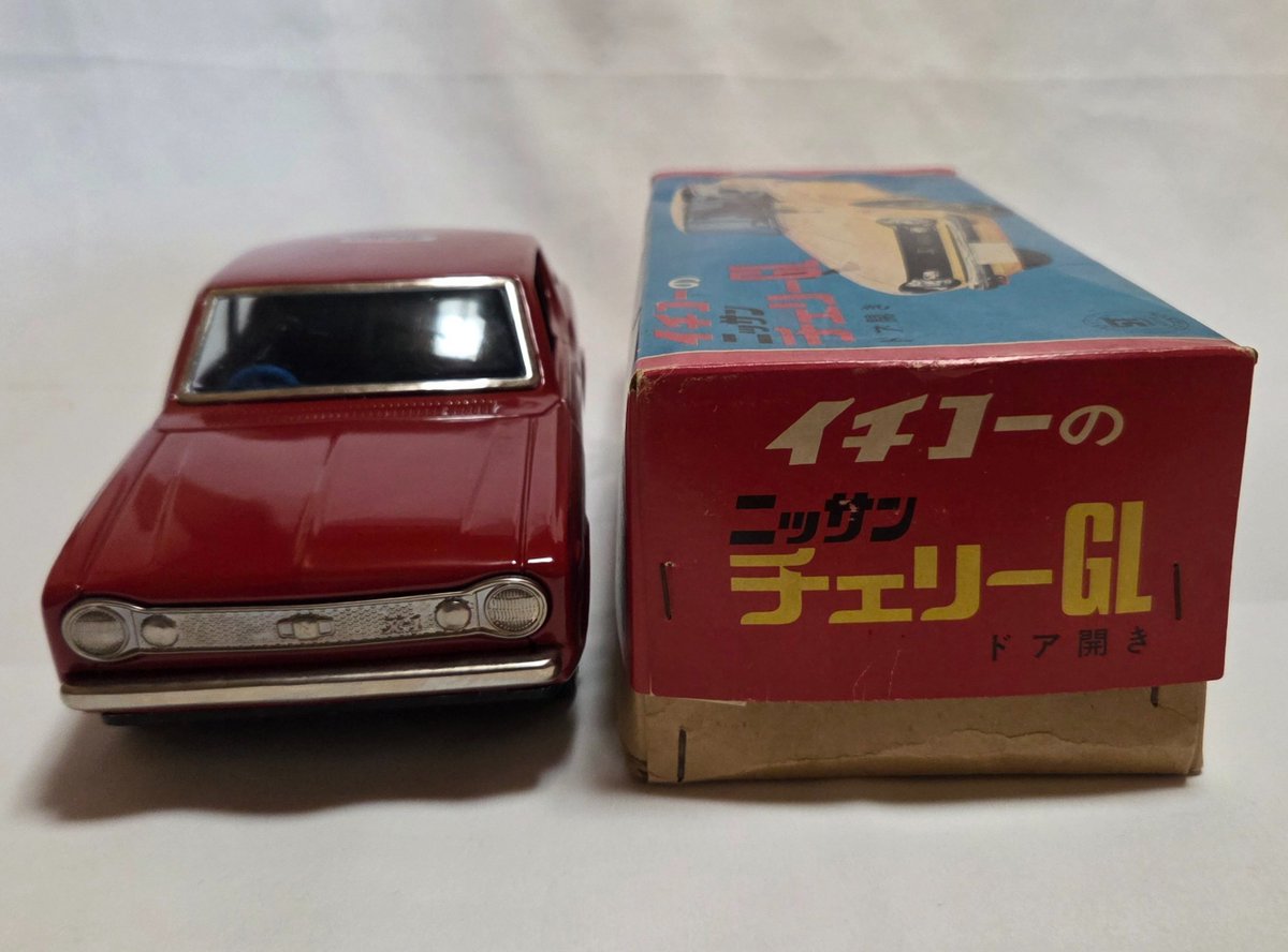 ②イチコー ブリキ 車 1970年代？ ニッサン チェリーGL #ミニカー #旧