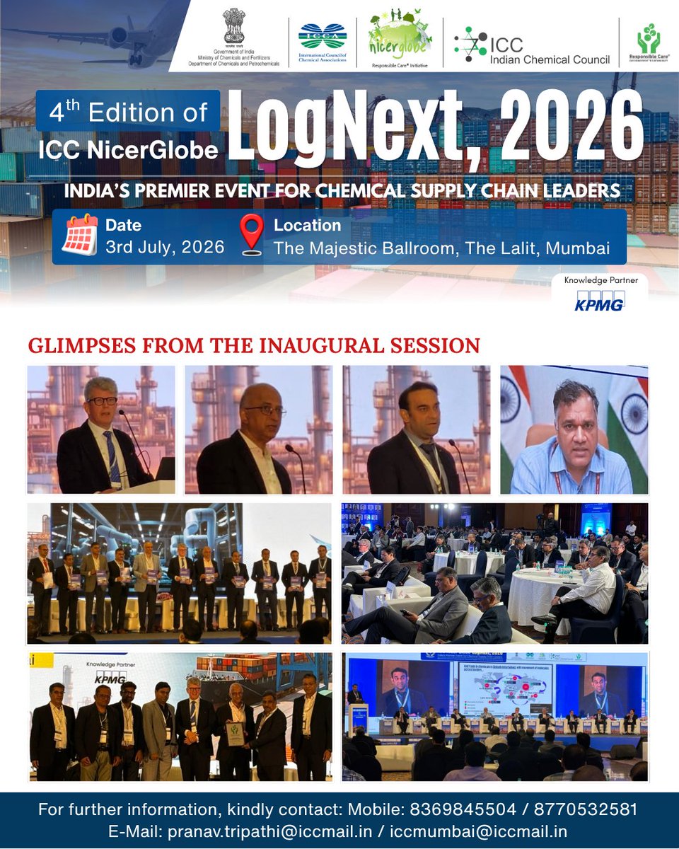 icc_india's tweet photo. An inspiring start to ICC NG LogNext 2026, where industry leaders, policymakers &amp; experts came together to shape the future of resilient, sustainable &amp; digitally enabled supply chains

Stay tuned for more highlights

For details: 8369845504 / pranav.tripathi@iccmail.in
@KPMGIndia https://t.co/G48cvjMnJu