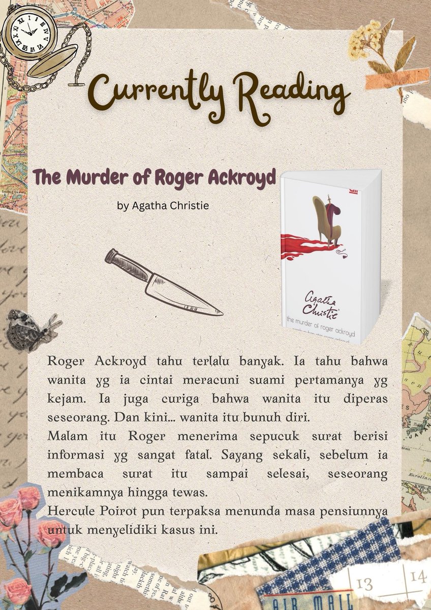 ahycutiee's tweet photo. Currently Reading📖
⋆𐙚˚࿔ The Murder of Roger Ackroyd 𐙚̊˚⋆
.✦ ݁˖ by Agatha Christie
.✦ ݁˖ Crime, thriller, mystery
.✦ ݁˖ ⏳ Start: Friday, 03 July 2026
.✦ ݁˖ ⚠️ May contain spoilers
.✦ ݁˖ #booktwt #currentread #Asiyahisreading https://t.co/9NHvlXHVPH