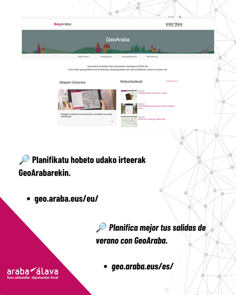 GeoAraba's tweet photo. 🥾 GeoAraba también te ayuda a planificar tus rutas de senderismo por Álava.

En esta infografía te mostramos cómo puede ayudarte GeoAraba antes de salir al monte.

🔎 Explora GeoAraba: https://t.co/o4sxkIOlAW https://t.co/32yQ0Sir2J