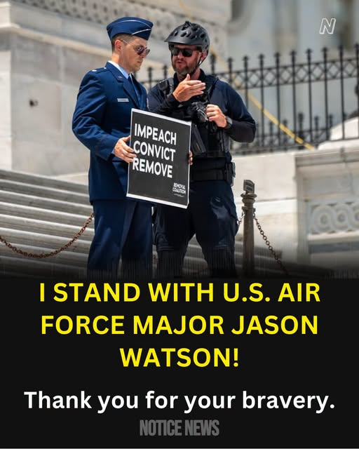 KaylaDavis2000's tweet photo. An active-duty Air Force major got arrested on the Capitol steps for daring to say impeach Trump.

This is how a corrupt regime silences patriots while war criminals and billionaire donors run the show.

We're not free if one honest voice gets crushed
Free Maj. Jason Watson now! https://t.co/5MGSIs6di8