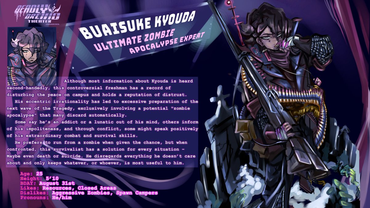 deadlyorchidthr's tweet photo. Buaisuke Kyouda, The Ultimate Zombie Apocalypse Expert https://t.co/nbEptYksjL