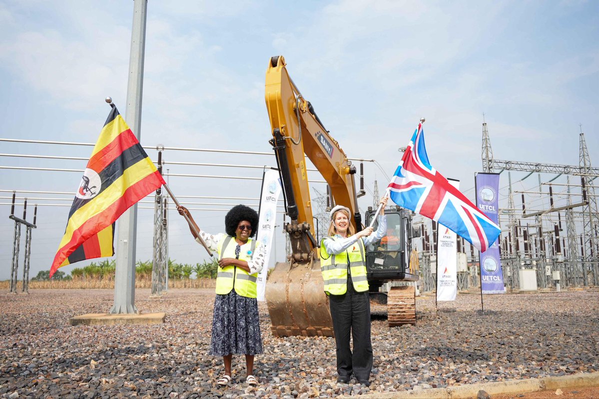 JennyChapman's tweet photo. Groundbreaking: Africa’s first privately-financed power transmission project. 

Backed by UK investment, this substation will build on Uganda’s existing 90% renewable energy, and connect 400,000 homes, schools and businesses in Mbarara and Western Uganda. https://t.co/Ug6cLAdqxi