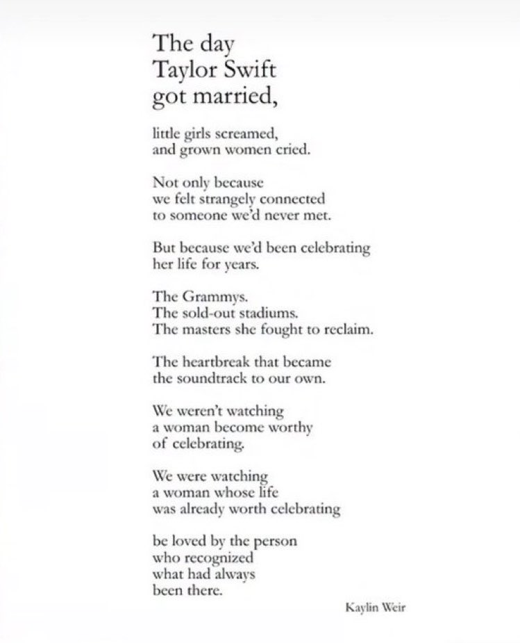loverxttpd's tweet photo. This poem puts into words how i feel. Taylor is getting married today and i could not be more happy for her if i tried ♥️ https://t.co/a7y5GQEisc