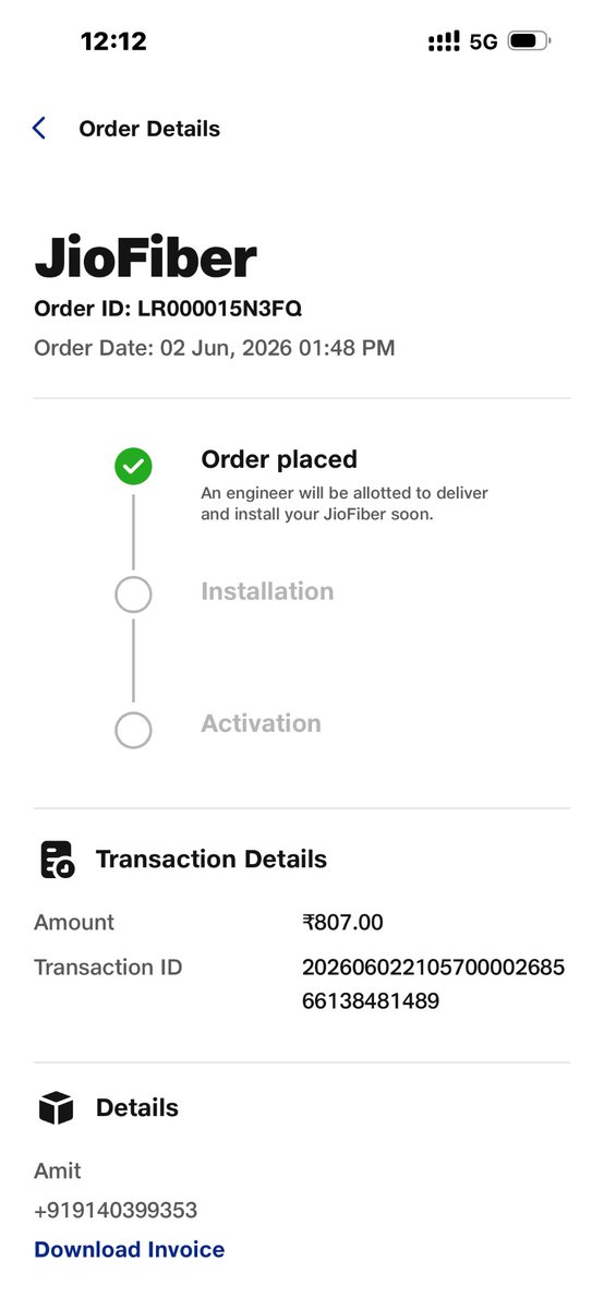 amitindresh's tweet photo. Paid on 2nd June. Waited for weeks. No installation. Switched to another ISP. Now when raised refund - only automated email replies from Jio. How long does it take to refund ₹807 for a service that was never provided? @JioCare  @jio_fiber  @reliancejio  @reliancegroup #JioFiber https://t.co/xvyU0lVhvk