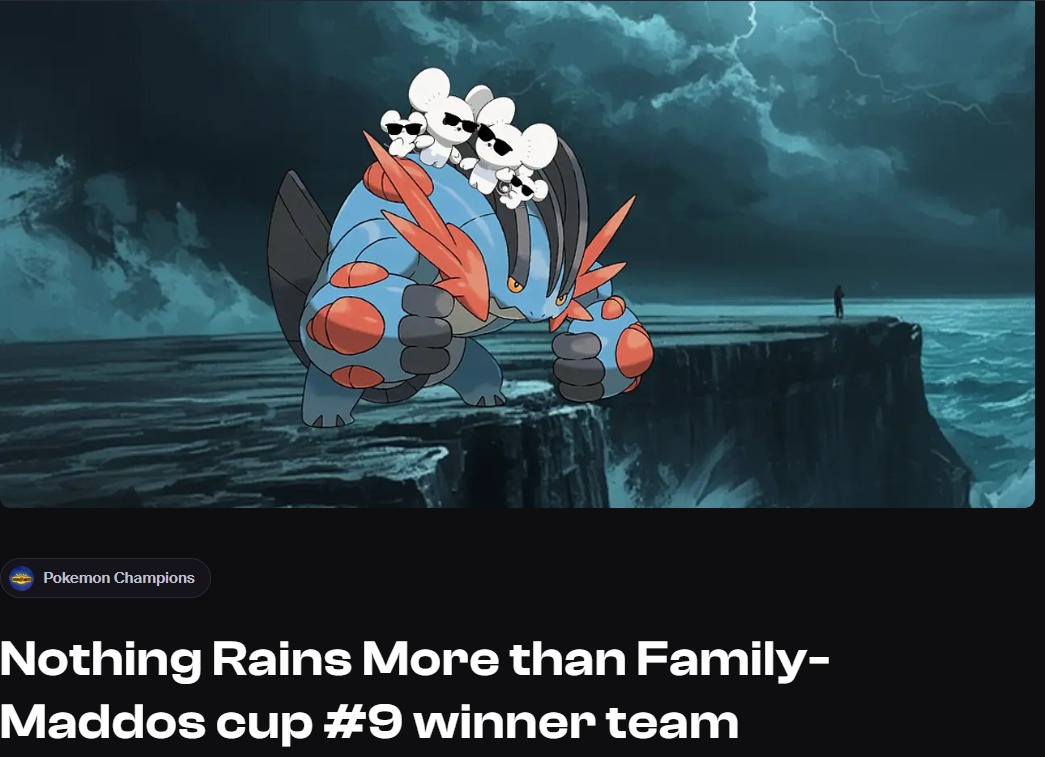 VgcDani's tweet photo. After two weeks of hard work, I've finally finished my first team report on the team I used to win the Maddos Cup! 🏆
Here you'll find: EV spreads, explanations, replays, matchup guides, and more.
https://t.co/tecgmpcYXt
RTs appreciated! 🐳 https://t.co/lLYl7FcrLN