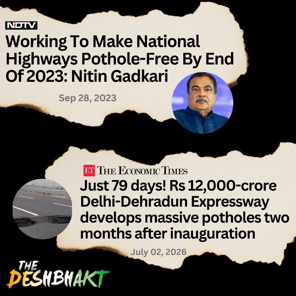 TheDeshBhakt's tweet photo. Pothole ke naam pe ass***e bana diya public ka!? https://t.co/j0obETresS