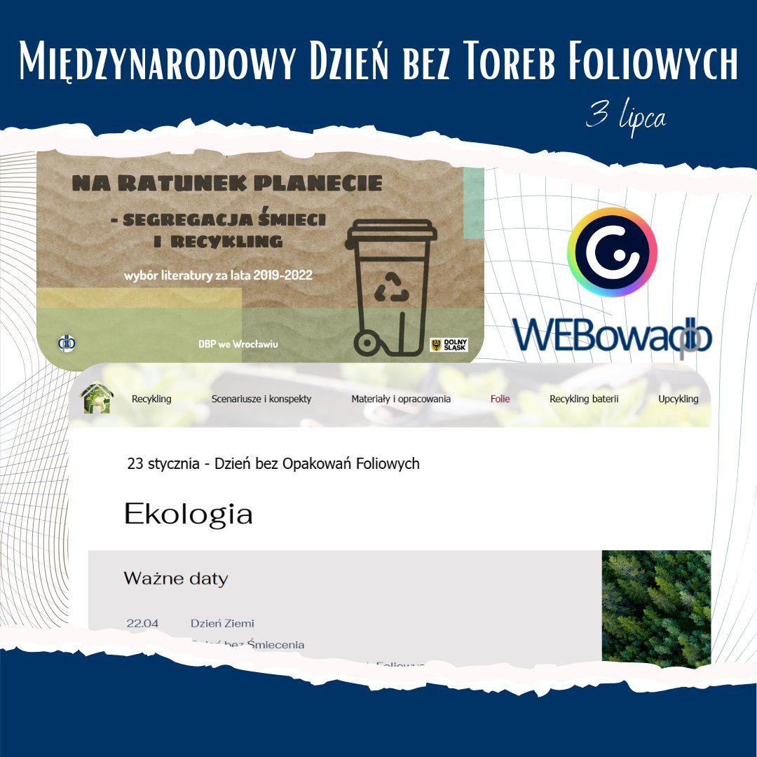 DbpWroc's tweet photo. 🌿3 lipca obchodzimy Międzynarodowy Dzień bez Toreb Foliowych. To dobra okazja, by przypomnieć, że codzienne wybory mają wpływ na środowisko. Zapraszamy do korzystania z materiałów na temat recyklingu i ekologii: https://t.co/pNZlIJ4o1s ; https://t.co/6RHXl3kVlF https://t.co/U6pTr7fp9U