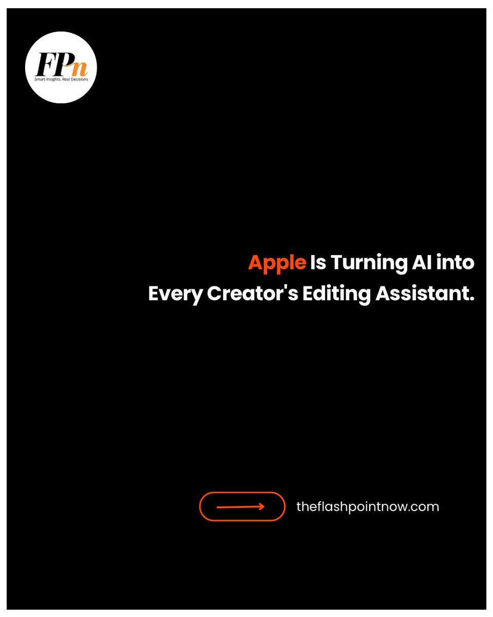 flashpoint_now's tweet photo. Apple just made video editing smarter.
Final Cut Pro now gets AI powered Auto Mask, Generate Captions, and Edit Detection. 🎬
More stories: https://t.co/6UVB8rUwHY
#Apple #FinalCutPro #AI #CreatorEconomy #VideoEditing https://t.co/whebvw2byo