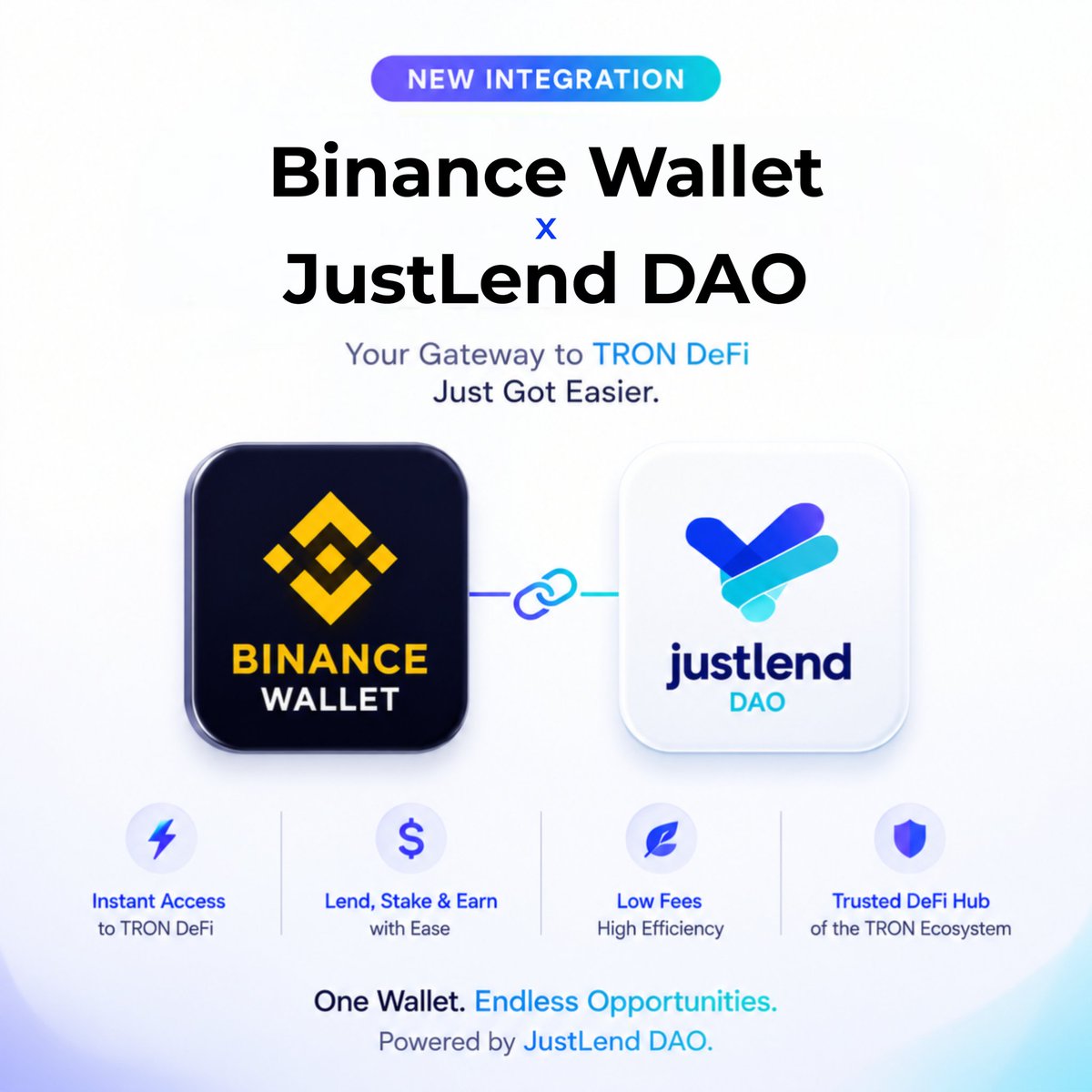 0xtega_'s tweet photo. Happy Friday Tronics 

So... @BinanceWallet just integrated with @JustLend_DAO 

When I first saw the announcement, my reaction wasn't, "Oh, another partnership."

It was...

"Wait, this could actually make a difference."

Hear me out.

—————————//————————

How many times have you wanted to try DeFi, only to get hit with things like:

→  "Bridge your assets first."
→ "Switch to this network."
→  "You need Energy."
→  "Oops, not enough Bandwidth."

Be honest...

How far did you get before closing the app? 

I know I'm not the only one.

That's why I think this integration deserves more attention than it's getting.

—————————//————————

Binance Wallet is becoming a direct gateway to JustLend DAO, the biggest DeFi protocol on #TRON.

And if you've ever wished DeFi felt less complicated, this is exactly the kind of update you'd want to see.

Instead of spending your time figuring out how to get into DeFi, you can focus on what you actually came for lending, staking, and putting your assets to work.

TRON already has fast transactions, low fees, and one of the deepest USDT liquidity pools in crypto.

—————————//————————

Now imagine combining that with a wallet millions of people already use.

See where I'm going with this?

The easier it is for people to get on-chain, the more likely they are to actually stay on-chain.

Maybe that's the real story here.

Not just a Binance Wallet integration...

But one less excuse for people to keep saying, "I'll try DeFi later."

What do you think, is onboarding still DeFi's biggest problem, or is something else holding people back?

@justinsuntron @DeFi_JUST @trondao @OfficialSUNio @usddio @BinanceWallet #TRONEcostar