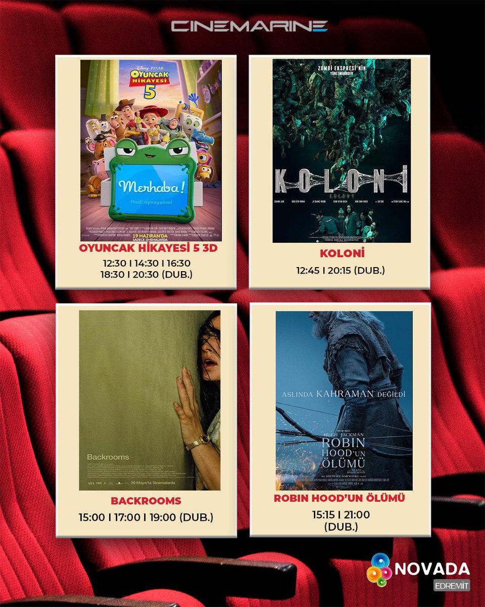 novadaedremit's tweet photo. Bu hafta vizyondakiler! 🎬🎞
(3 Temmuz) 👉🏻kaydır

İletişim: 0266 392 13 30

*Teknik Hazırlık Sebebiyle günün ilk seans biletlerinin 10 dakika önce alınmasını önemle rica ederiz.

#Novada #NovadaEdremit #Cinemarine #Sinema #Cinema https://t.co/wsaFiTGYzG
