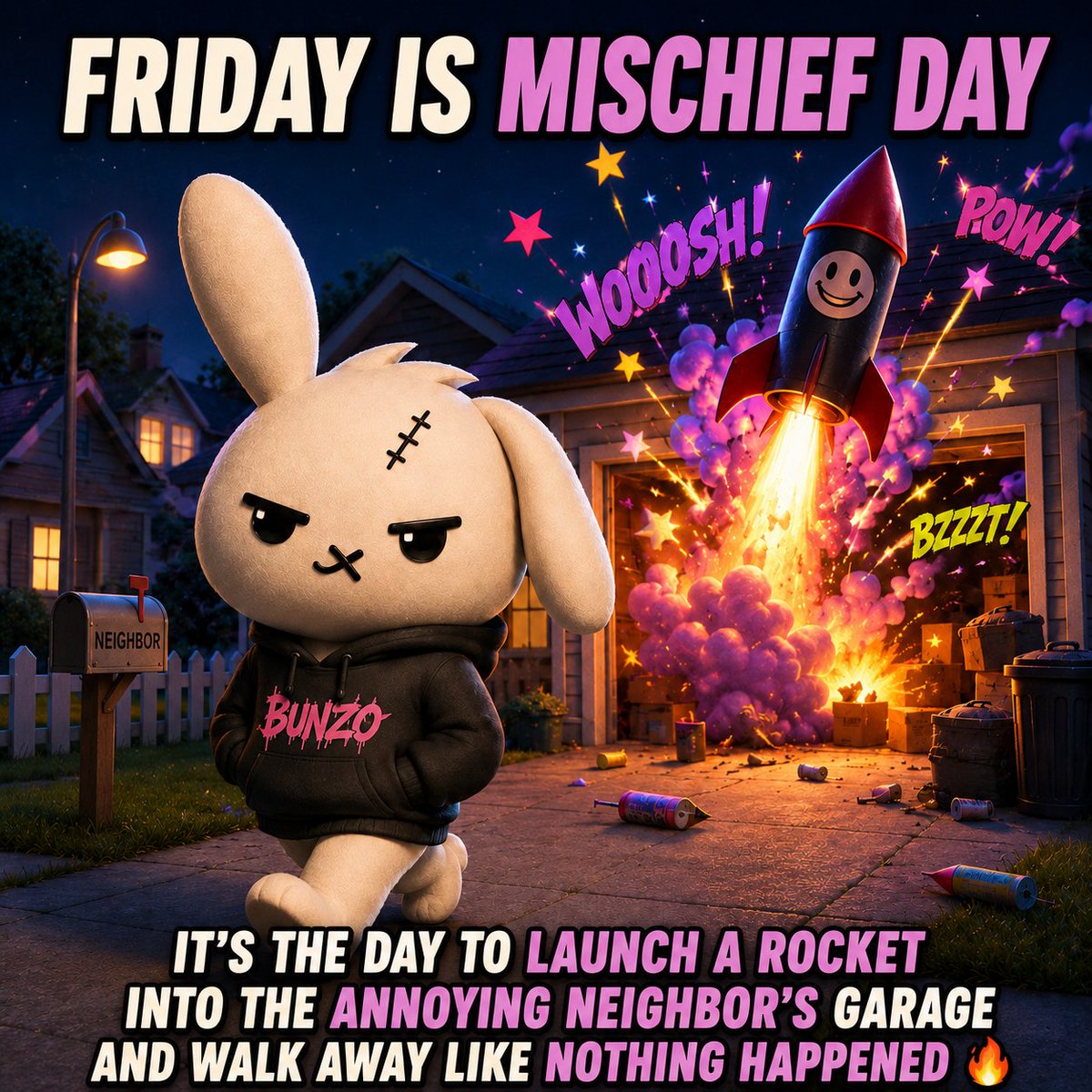 BunzoArmy's tweet photo. Good Morning 
Catch the vibe 🤣🔥🚒🧑🏻‍🚒
#FridayMeme #Bunzo https://t.co/Wr29sV4NGz