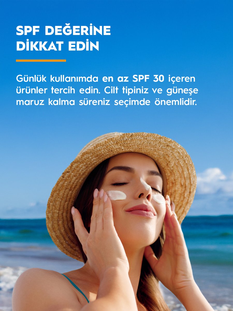 AcibademSaglik's tweet photo. ☀️ Güneş koruyucu kullanmak yalnızca yaz tatilinde ya da plajda gerekli değildir.
UV ışınları yıl boyunca cildinizi etkileyebilir. Bu nedenle güneş koruyucunuzu günlük bakım rutininizin bir parçası haline getirmeniz önemlidir.

✔️ UVA ve UVB koruması olan ürünleri tercih edin.
✔️ En az SPF 30 içeren ürünleri seçin.
✔️ Dışarı çıkmadan 15-30 dakika önce uygulayın.
✔️ Açık havadaysanız 2-3 saatte bir yenileyin.
✔️ Şapka, güneş gözlüğü ve koruyucu giysilerle korunmayı destekleyin.

Bilimsel çalışmalar; güneş koruyucunun doğru ve düzenli kullanımının cildin UV ışınlarına maruz kalmasını azaltmada önemli rol oynadığını gösteriyor.

Güneş koruyucu kullanımıyla ilgili detaylı bilgi için aşağıdaki bağlantıyı ziyaret edebilirsiniz.
https://t.co/0QPkzd5lqv