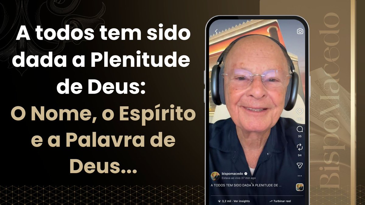 BispoMacedo's tweet photo. A TODOS TEM SIDO DADA A PLENITUDE DE DEUS: O NOME, O ESPÍRITO E A PALAVRA DE DEUS…

Assista: https://t.co/8e6whbHRnR

E todos nós recebemos também da Sua Plenitude, e Graça por Graça. Porque a Lei foi dada por Moisés; a Graça e a Verdade vieram por Jesus Cristo. João 1:16-17 https://t.co/ozFcOr9nhM