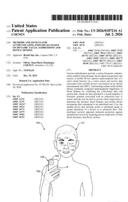 MIAM_Schwan's tweet photo. Newly published BrainChip patent!

"Methods And Devices For Authenticating Individuals Based On Dynamic Facial Expressions And Device Motion"
@BrainChip_inc https://t.co/UzP7PR0MBX