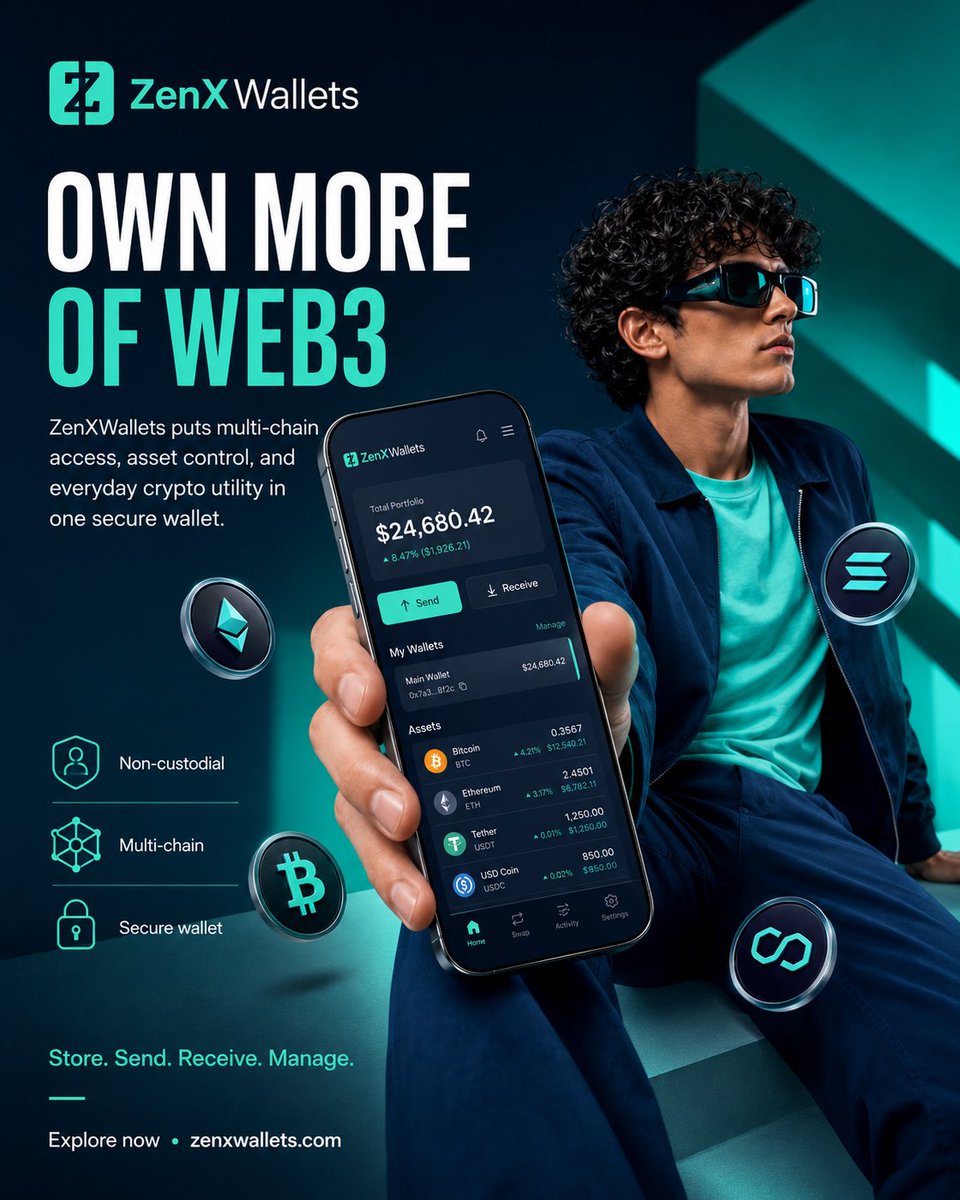 ZenWalletapp's tweet photo. Own more of Web3 with confidence. 

ZenXWallets is built for users who want secure access, multi-chain flexibility, and full control over their digital assets — all from one powerful wallet.

Take control of your digital world with a wallet designed for freedom, flexibility, and security.

Explore now: https://t.co/eq9zP4i6CE

#ZenXWallets #Web3Wallet #CryptoWallet #MultiChainWallet #DigitalAssetManagement