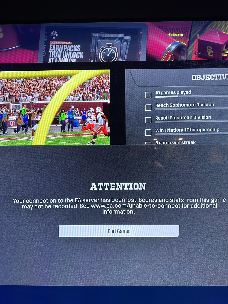 thebachelor90's tweet photo. Anyone else getting desync every game in h2h #cfb27 #rtcfp #easports https://t.co/VZei5PtkXY