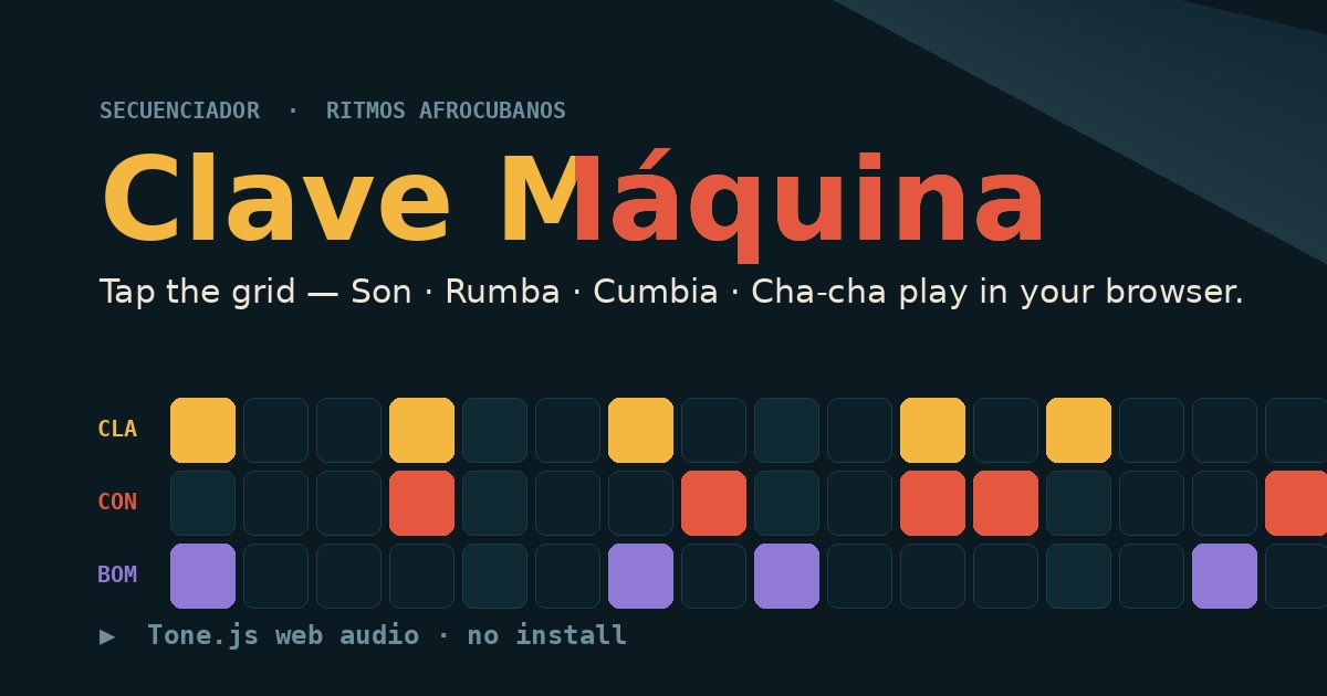 discoyogisya's tweet photo. claudeでの作ったよ。
Clave Máquina 🎶
タップするだけでキューバ〜クンビアのリズムが組めるWebアプリ作りました。A/Bパターン切り替えもできます。ブラウザで今すぐ遂べます👇
https://t.co/vCFtcdnzvP
#cumbia #latinmusic #WebAudio #DTM https://t.co/JReEvKtMIV