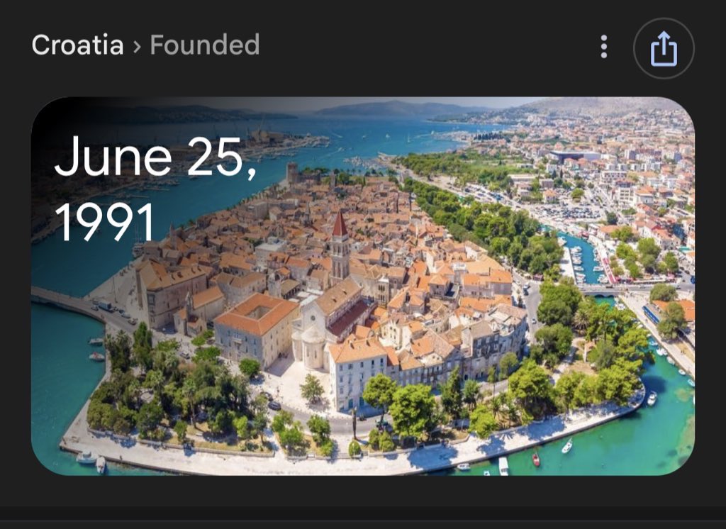 Plus11One's tweet photo. @statsglobe Do you even know before 1991 there is NO such a country called Croatia 🇭🇷??????????????

Did you go to school ? 🤡 https://t.co/djJCpurMP4