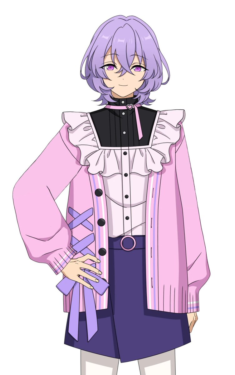 mika_enstars's tweet photo. for those who wanted a good look at yume's new casual!

it appears to have a design of a wrap-around skort, so i feel that is probably what they were going for, but... its still ambiguous af so i'm taking it as a skirt W for them 💜✨ https://t.co/dQnseyxRyJ
