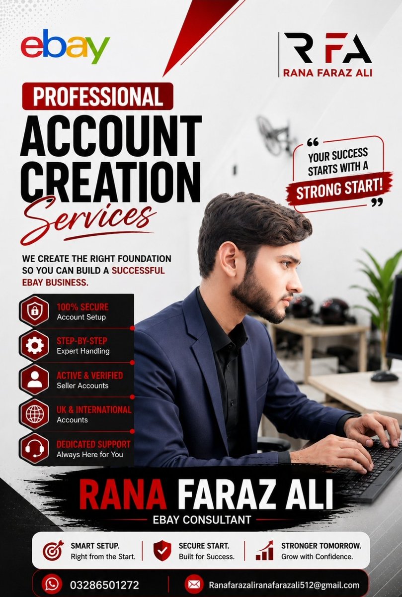 Ranafaraza17876's tweet photo. π Professional eBay Seller Account Creation!
β
Verified Setup
β
UK & International Accounts
β
Expert Support
π inbox
Ranafarazaliranafarazali512@gmail.com
eBay Consultant
#eBay #eCommerce #eBaySeller #Dropshipping #OnlineBusiness #SellerAccount #UKeBay #RFA #Pakistan https://t.co/FKhgUtSPCB