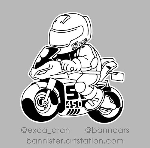 bannister01's tweet photo. I did the illustration for my brother's Insta and Tiktok account @exca_aran.
It wasn't easy to simplify this quite intricate design (CFmoto 450 SR).
I already did its livery a few months ago (scroll back the feed to see the post).
@atvcfmoto #illustration #cartoondesign #noai https://t.co/w9N4f6QRan