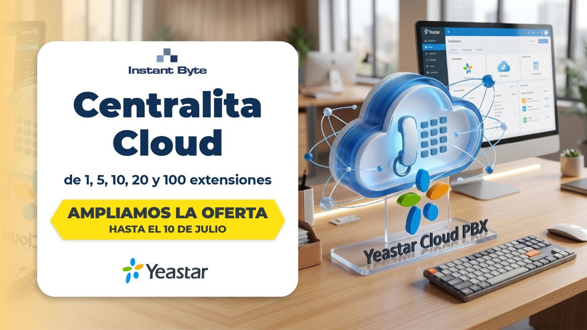 InstantByte's tweet photo. 📞 Ampliamos la oferta de centralita cloud hasta el 10 de julio!

Aprovecha y equipa a tu empresa con funcionalidades profesionales desde el primer día:

✅ IVR multinivel para una atención más eficiente
📞 Colas y grupos de llamada inteligentes
👥 Conferencias de audio integradas
🎙️ Grabación de llamadas y escucha activa
💻📱 Softphone Linkus en web, escritorio y app móvil
🔗 Integración con Microsoft 365

Moderniza tus comunicaciones sin complicaciones y con toda la flexibilidad de la nube: https://t.co/Eilm6nOttV 

📩 comercial@instantbyte.com | 📞 91 084 10 11 

#Yeastar #CloudPBX #CentralitaVirtual #VoIP #TelefoníaEmpresarial #Microsoft365 #Linkus #ComunicacionesUnificadas #InstantByte
