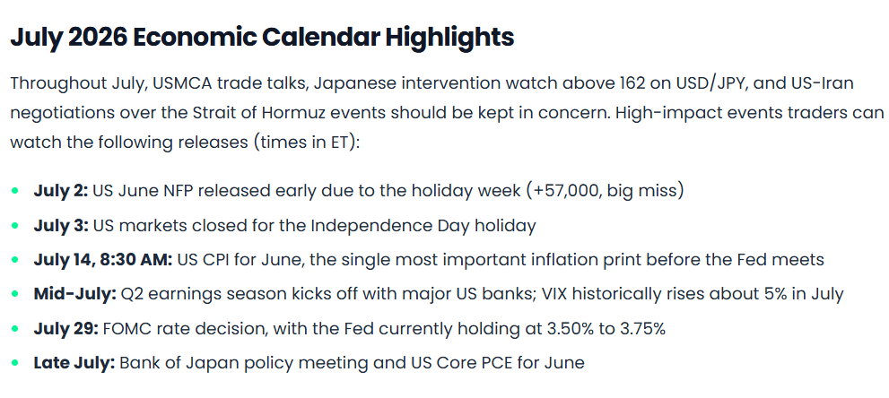 Sarahthomp1994's tweet photo. July 2026 Economic Calendar Highlights! https://t.co/JHtu6F5g14