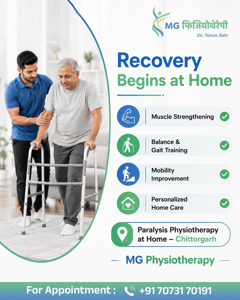 mgphysio01's tweet photo. 🏡 MG फिजियोथेरेपी, चित्तौड़गढ़ के साथ घर बैठे विशेषज्ञ पैराल���सिस फिजियोथेरेपी का लाभ उठाएँ। 
📞 अपना होम विज़िट अपॉइंटमेंट अभी बुक करें!

📍 Chittorgarh, Rajasthan, India
📞 +91 70731 70191
✉️ tarun.chawat1@gmail.com 

#MGPhysiotherapy #ParalysisPhysiotherapy #HomePhysiotherapy https://t.co/BefVUBgTiv