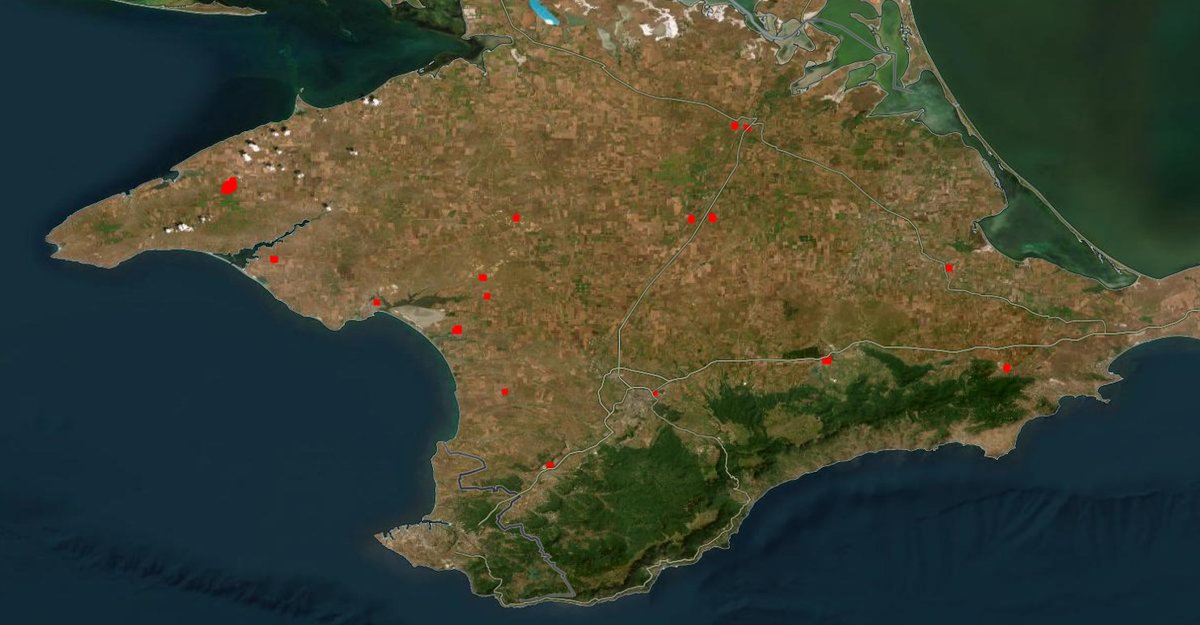 NOELreports's tweet photo. NASA FIRMS detects fires at five electrical substations in occupied Crimea. The affected sites are listed as Maryanovka 220/35/10 kV, Belogorsk 110/35/10 kV, Saky 110 kV, Dzhankoi 330 kV, and Staryi Krym 110/35/10 kV. Power outages are reported by locals. #Crimea https://t.co/ac3qtJE5f6